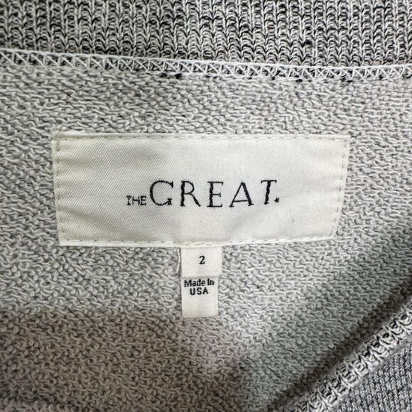 The Great. Sweatshirt Size M 2 Gray Pleated Waist Corset Crewneck Long Sleeve - Picture 2 of 6